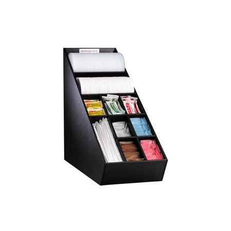 Dispense Rite Dispense-Rite Countertop Lid, Straw & Condiment Organizer - Narrow, Black NLO-1B